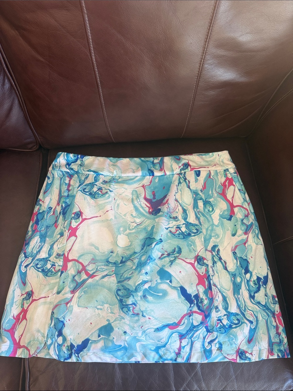 Women's Aqua Marble Print Skirt